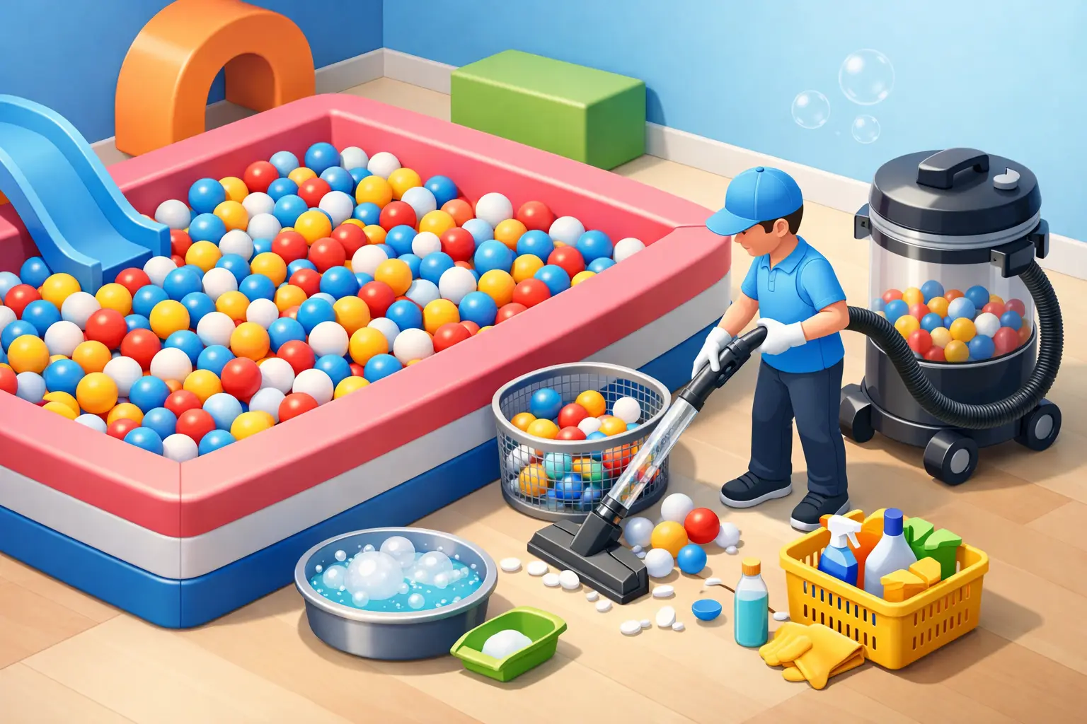 Como limpar piscina de bolinhas com segurança